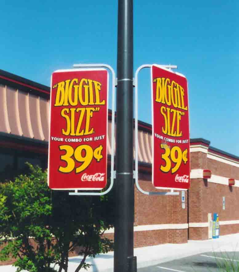 Avenue Banner Brackets as pole displays at Wendys